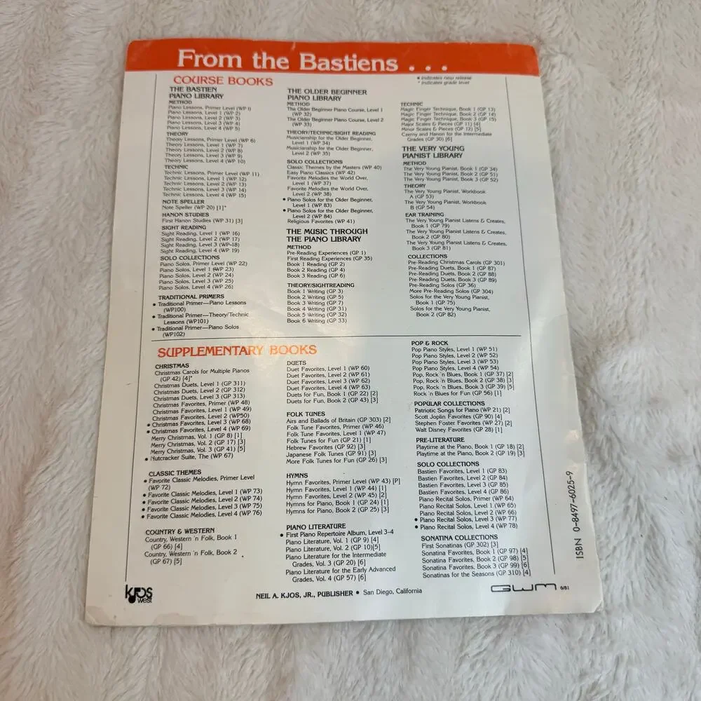 Jane Smisor Bastien Walt Disney Favorites for Piano GWM 1969 Music Songbook
